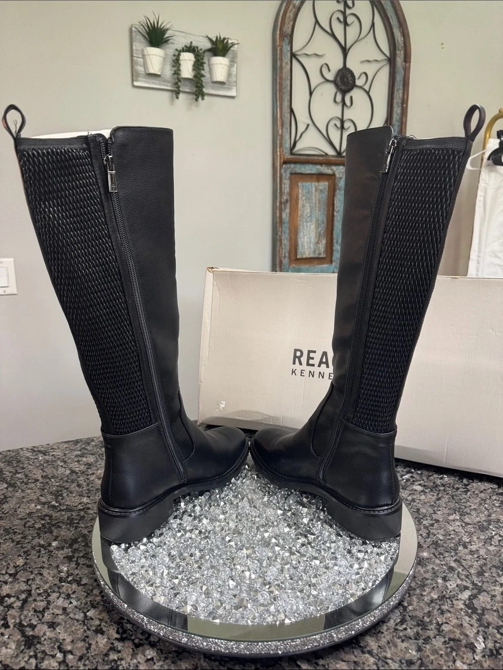 Kenneth Cole Reaction Lionel weaved Black Over-the-Knee riding Boots NEW 8